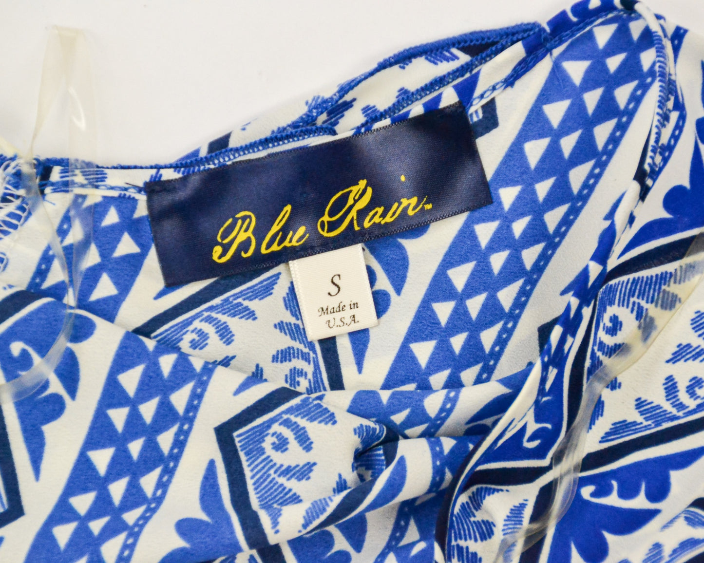 Blue Rain Blouse S - Small Blue and white