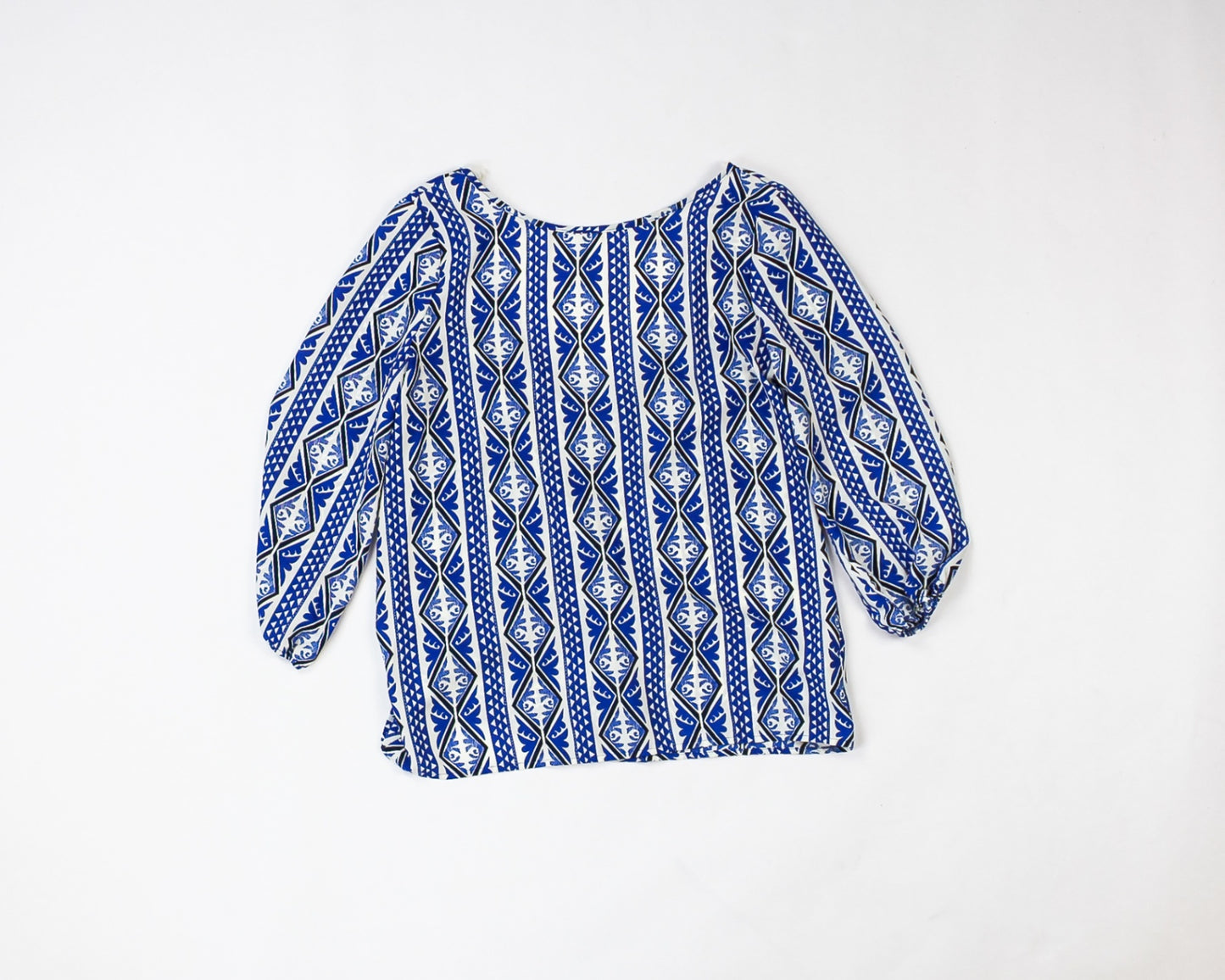 Blue Rain Blouse S - Small Blue and white