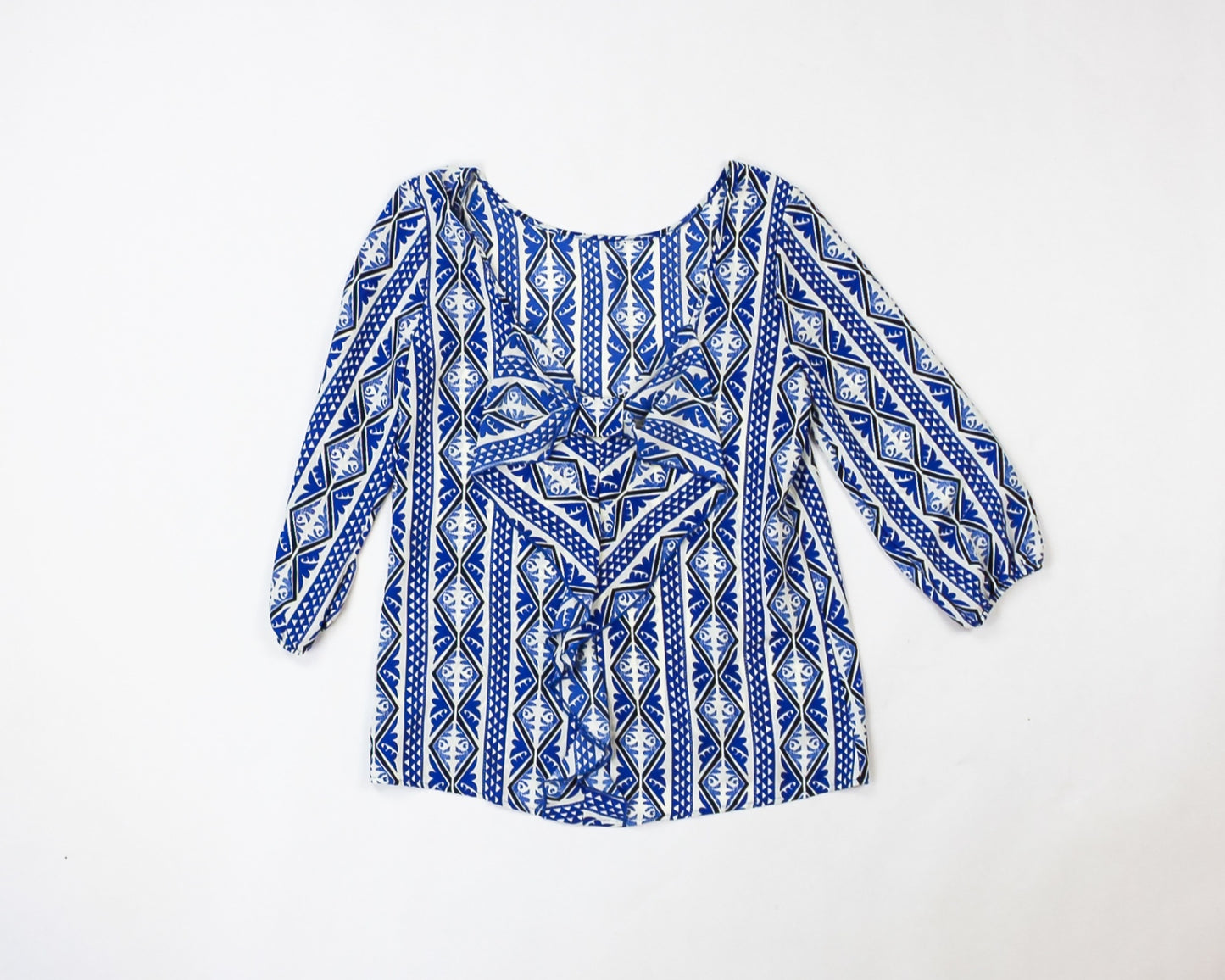 Blue Rain Blouse S - Small Blue and white