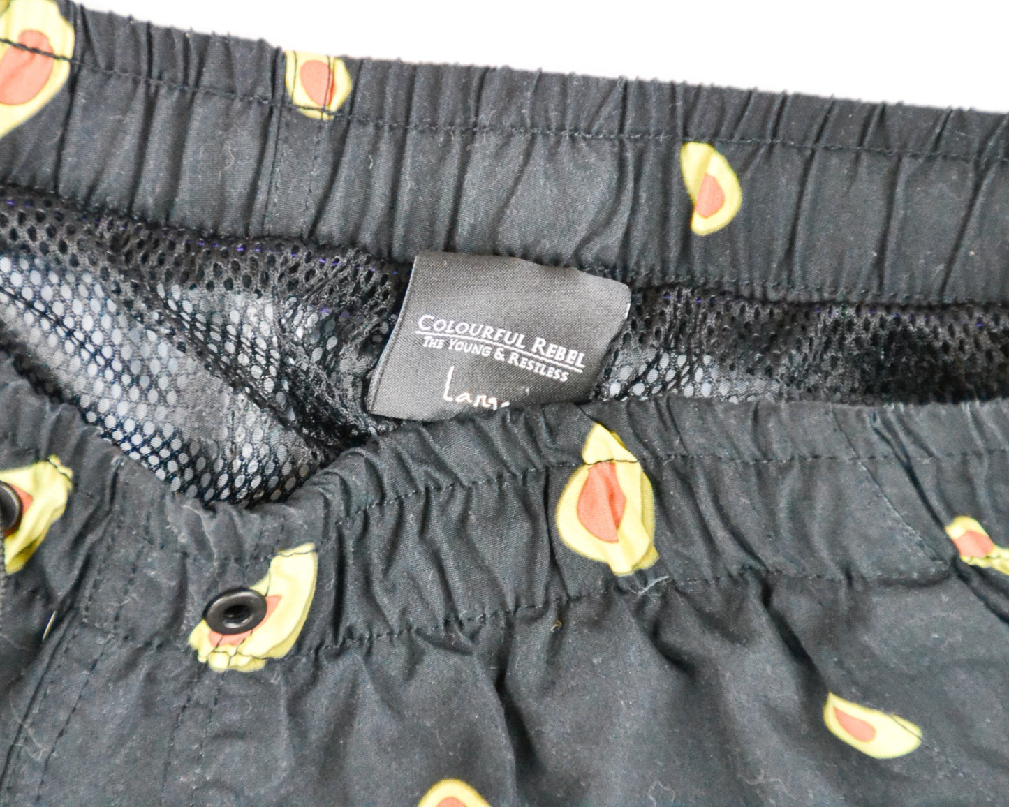 Colourful Rebel Swim Shorts L - Large Black with Avocado Pattern