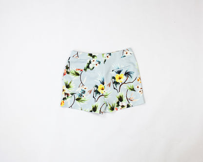 ZARA BASIC Short M Light blue with floral print