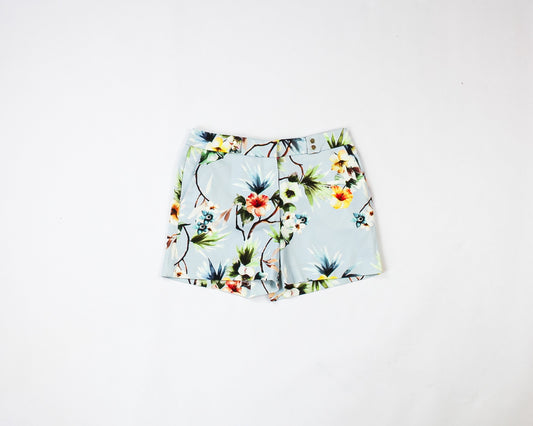 ZARA BASIC Short M Light blue with floral print