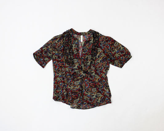 Xhilaration Blouse M - Medium Multicolor (black, red, yellow, purple, blue)