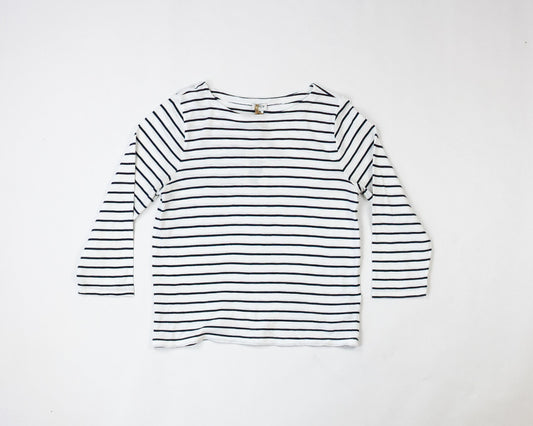 J. Crew Long Sleeve Top White with navy blue stripes