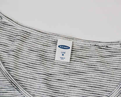 Old Navy T-Shirt M - Medium White with black stripes