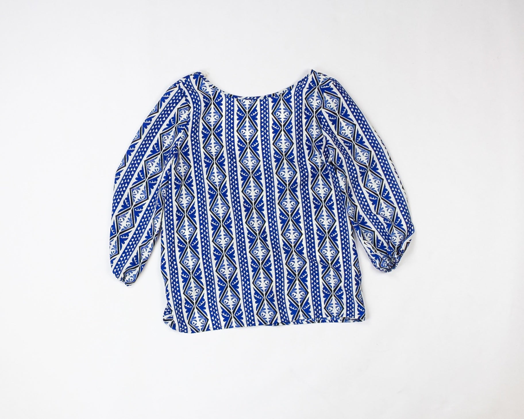 Blue Rain Blouse S - Small Blue and white