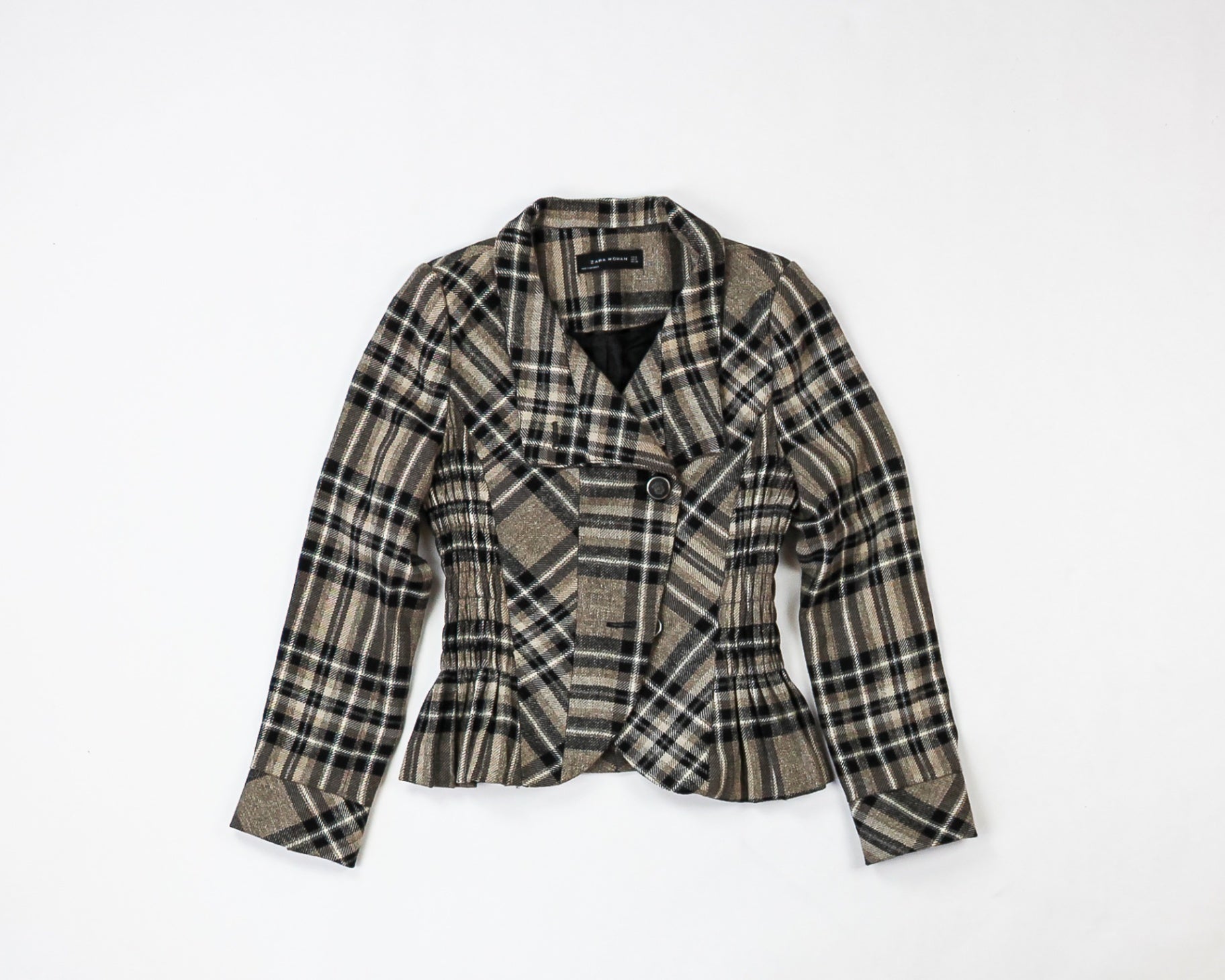 Zara Woman Blazer S - Small Beige, Black, White