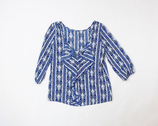 Blue Rain Blouse S - Small Blue and white