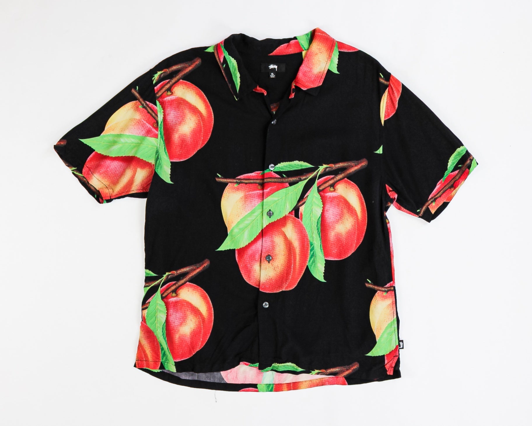 Stussy Shirt XL Black with Peach Pattern