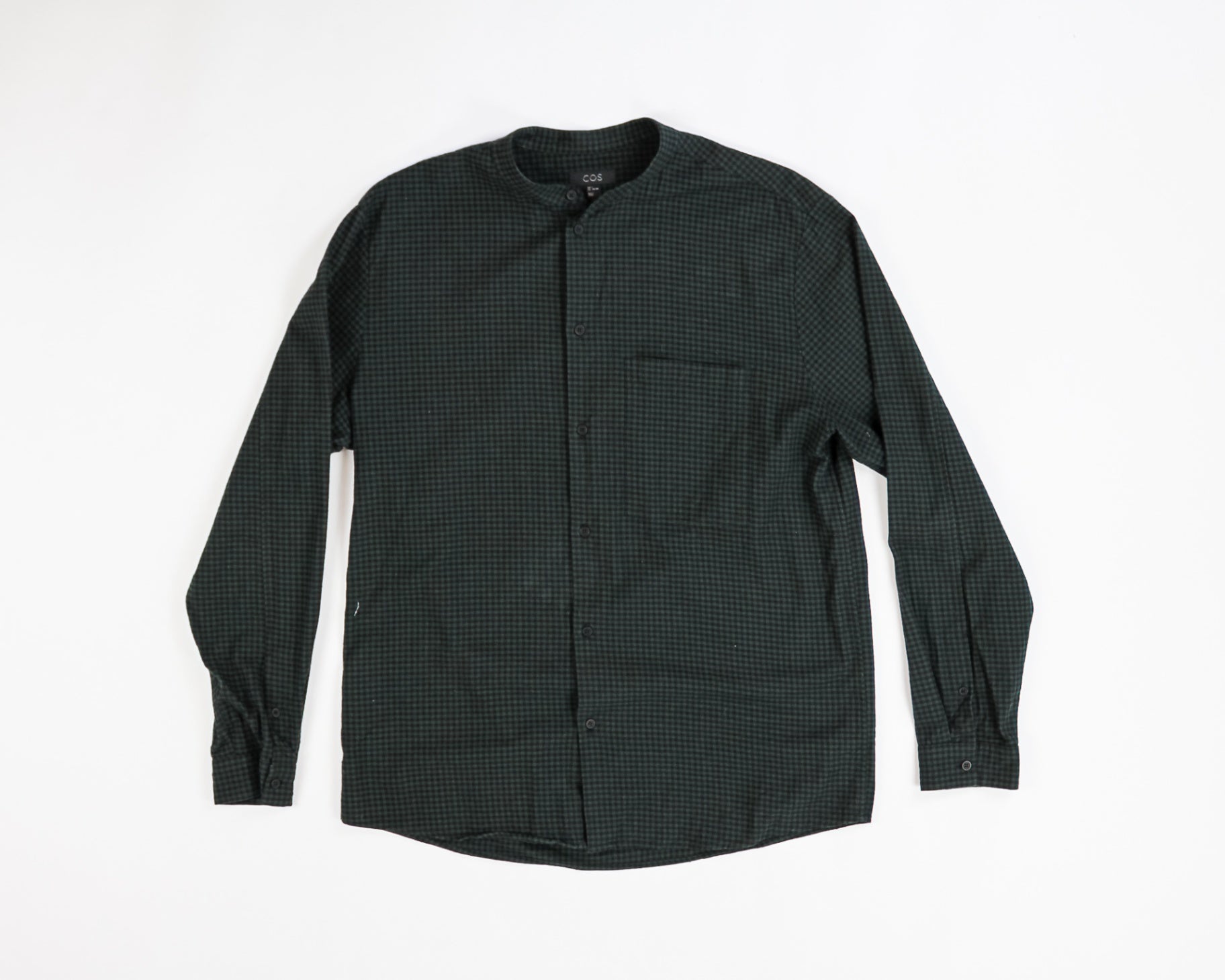 COS Shirt Large Dark Green with Black Checkered Pattern