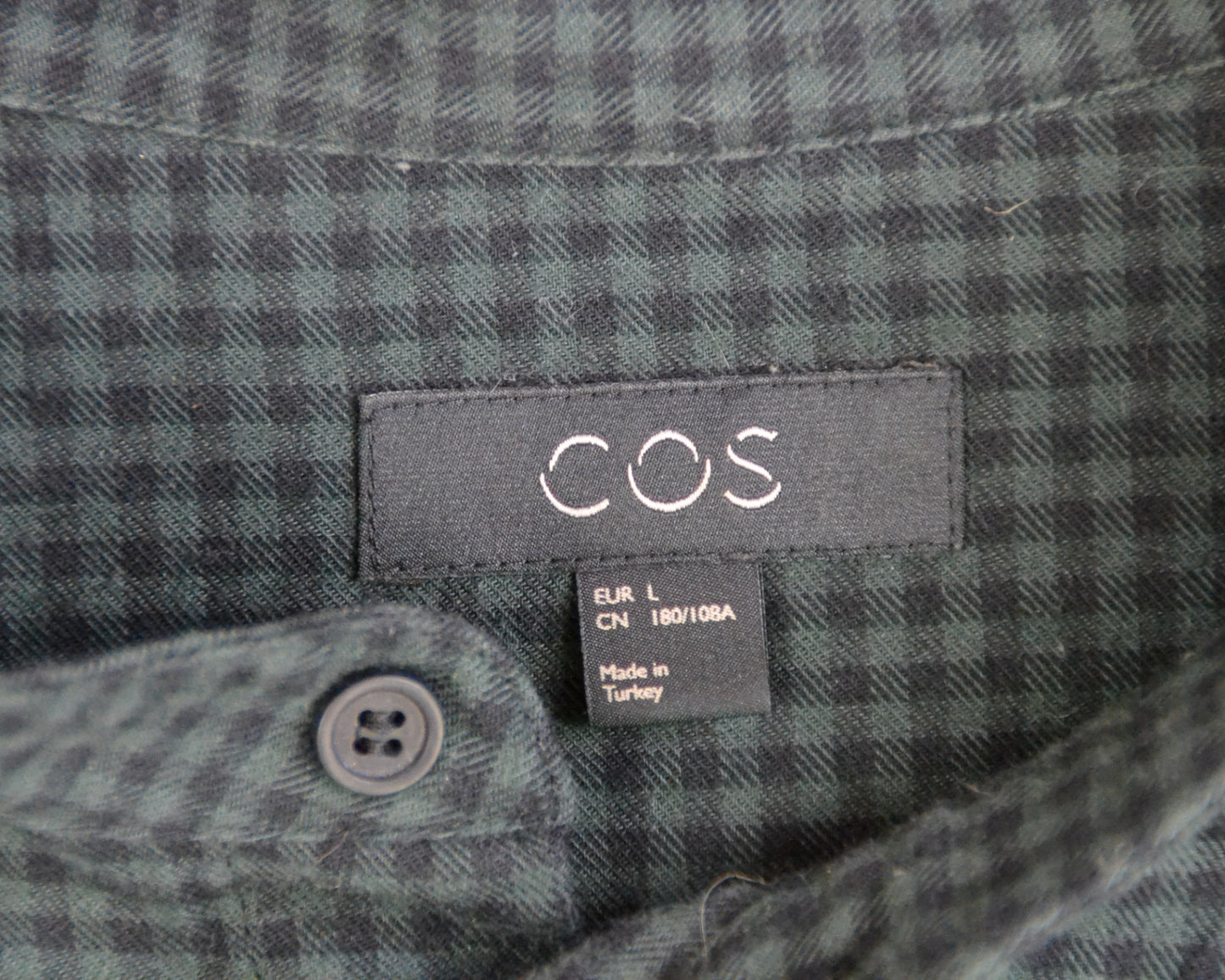 COS Shirt Large Dark Green with Black Checkered Pattern