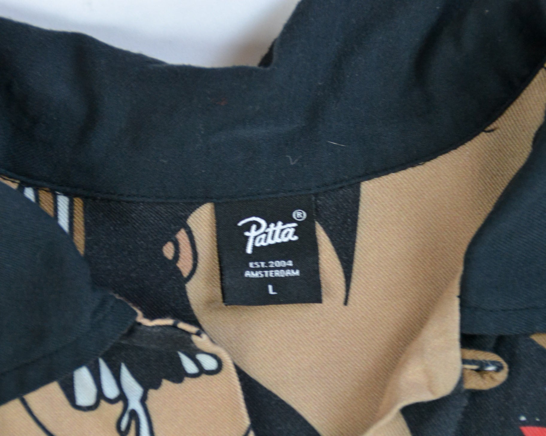 Patta Shirt L - Large Pattern Black and Brown
