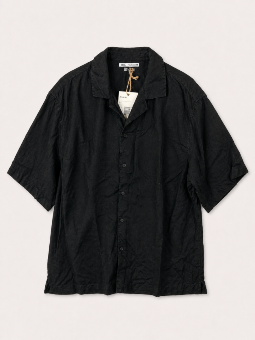 Zara - Short Sleeve Shirt - Black - size: XL