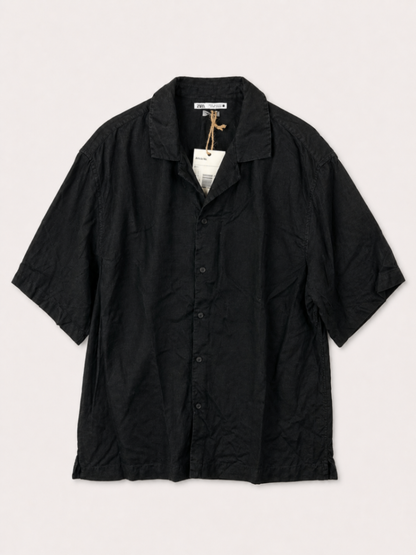 Zara - Short Sleeve Shirt - Black - size: XL
